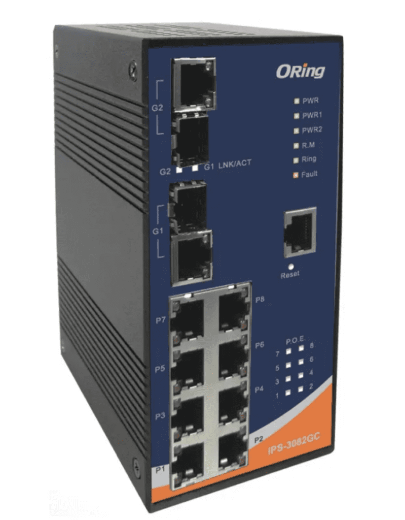 IPS-3082GC-24V - Switch Ethernet Industrial Gerenciável 10 Portas, PoE
