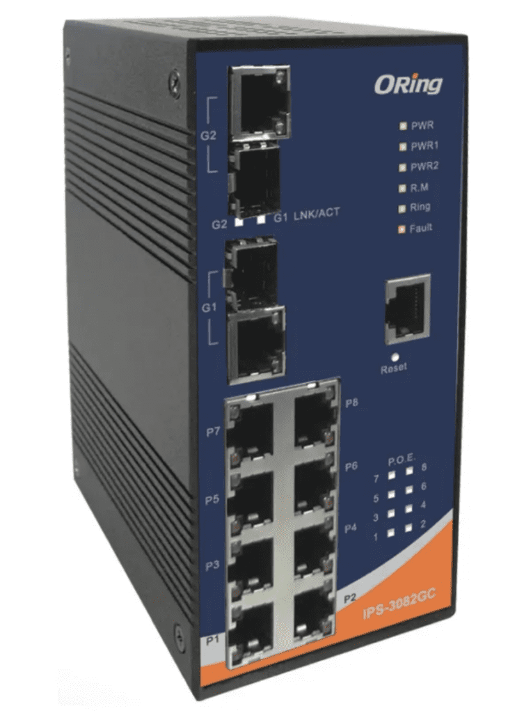 IPS-3082GC-24V - Switch Ethernet Industrial Gerenciável 10 Portas, PoE