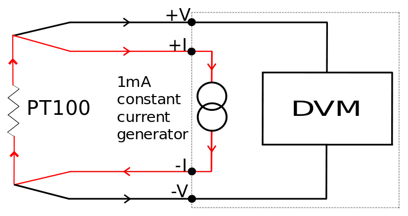 Circuito de condicionamento de RTD com 4 fios