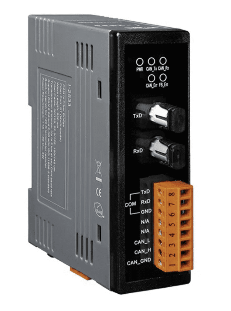 LR-2533 - Módulo Conversor/Ponte CAN para Fibra Ótica Multimodo, Conector ST, 2KmConversor de fibra óptica